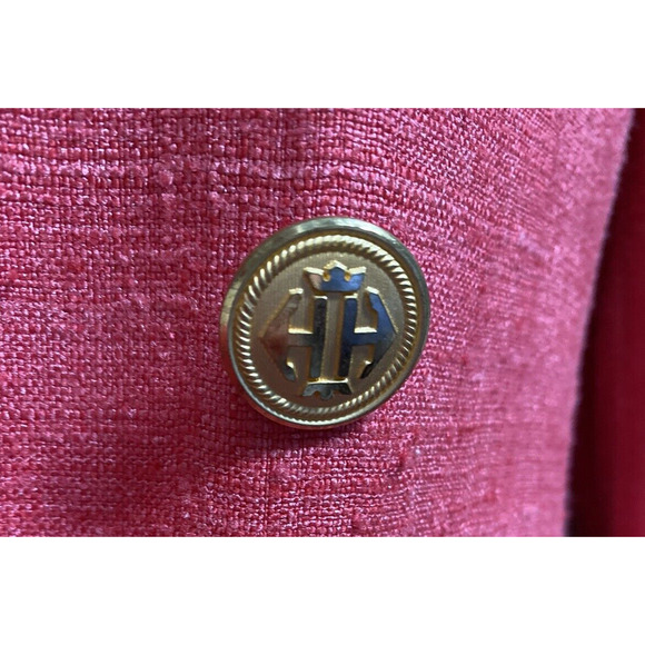 Ann Freedberg 100%Silk Texture Pink Double Breasted Blazer Jacket Gold Buttons~8 - Picture 4 of 6